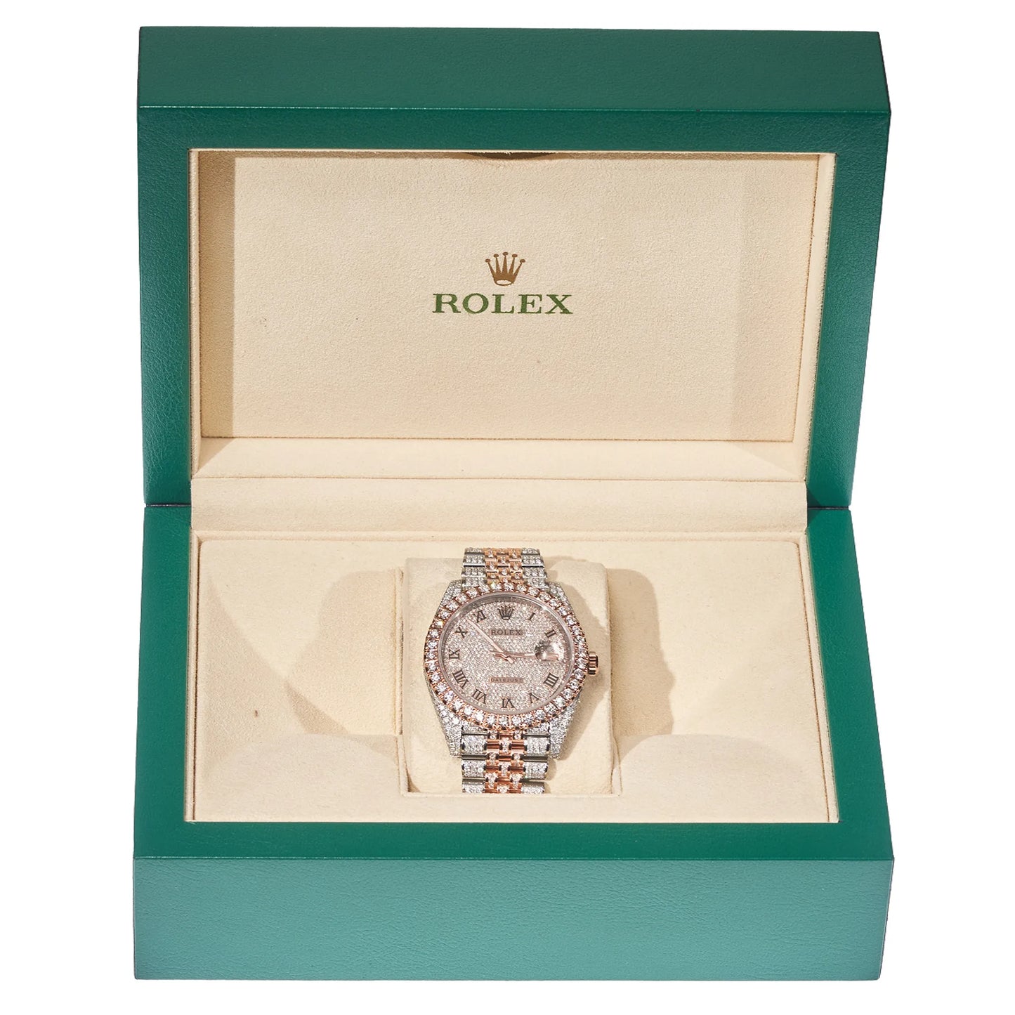 ROLEX DateJust 41mm Jubilee Oyster Perpetual Two Tone Iced Out Watch