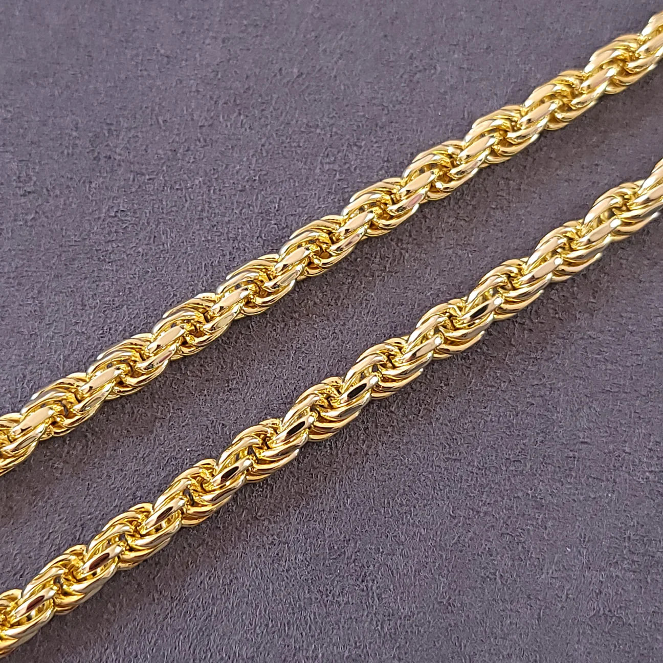 6mm 10K Vermeil Rope Chain  (VVS Moissanite Diamond Lock)