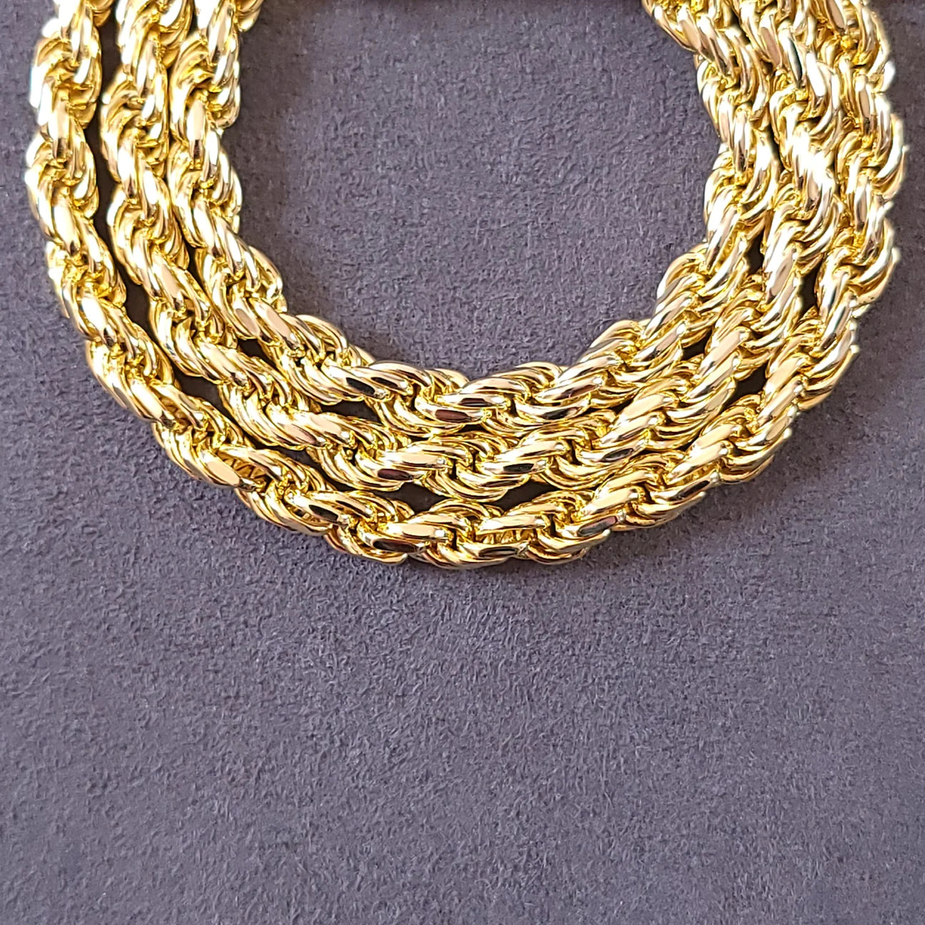 6mm 10K Vermeil Rope Chain  (VVS Moissanite Diamond Lock)