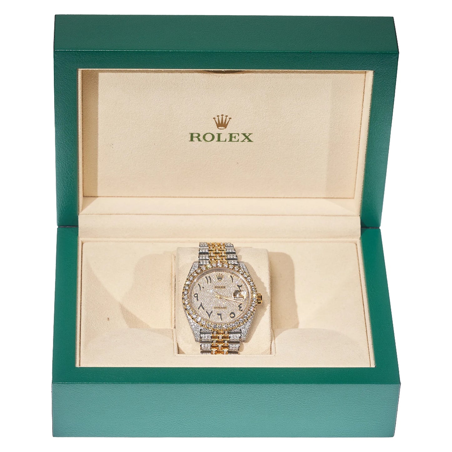 ROLEX DateJust 41mm Jubilee Oyster Perpetual Two Tone Iced Out Watch