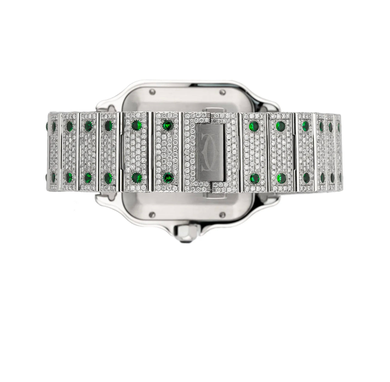 CARTIER Santos Stainless Steel Iced Out Watch