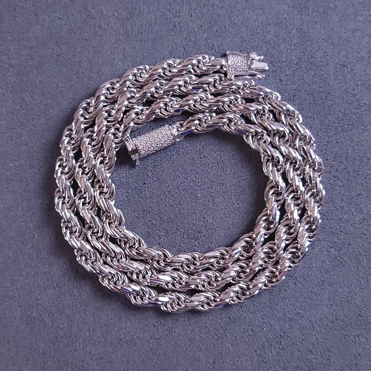 6mm 10K Vermeil Rope Chain  (VVS Moissanite Diamond Lock)