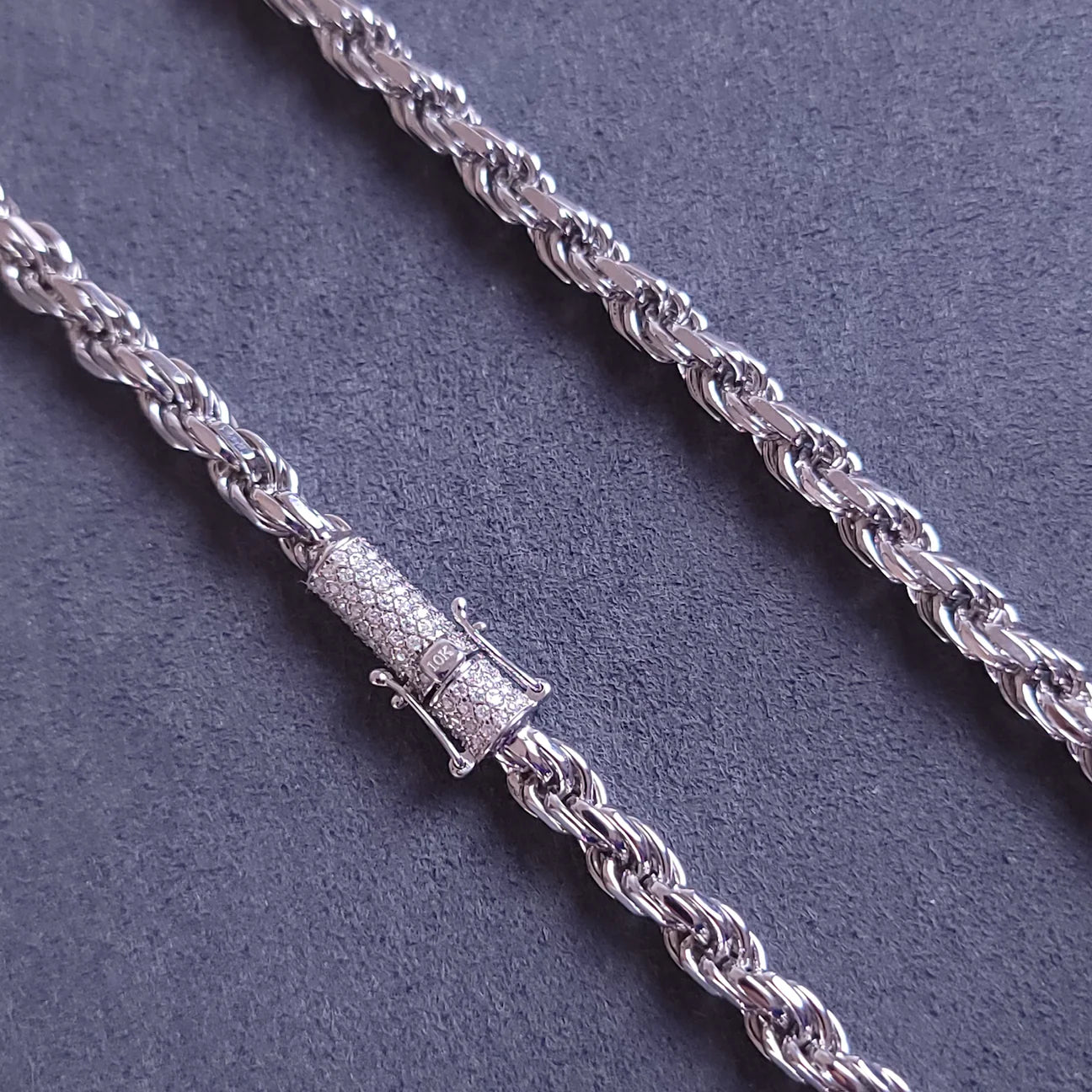 6mm 10K Vermeil Rope Chain  (VVS Moissanite Diamond Lock)