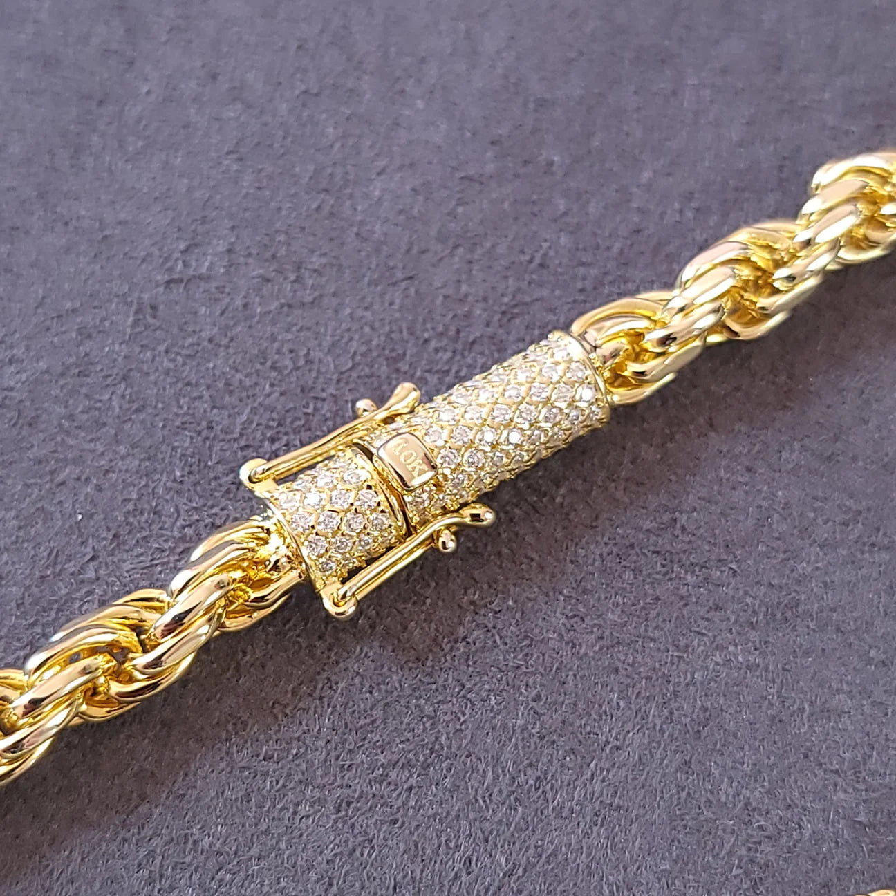 6mm 10K Vermeil Rope Chain  (VVS Moissanite Diamond Lock)